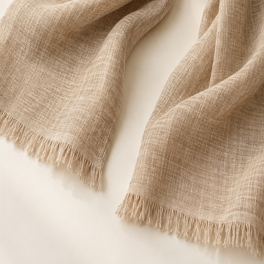 Dune Linen Scarf weave and edge detail
