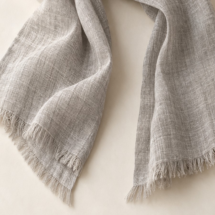 Ash Linen Scarf weave and edge detail
