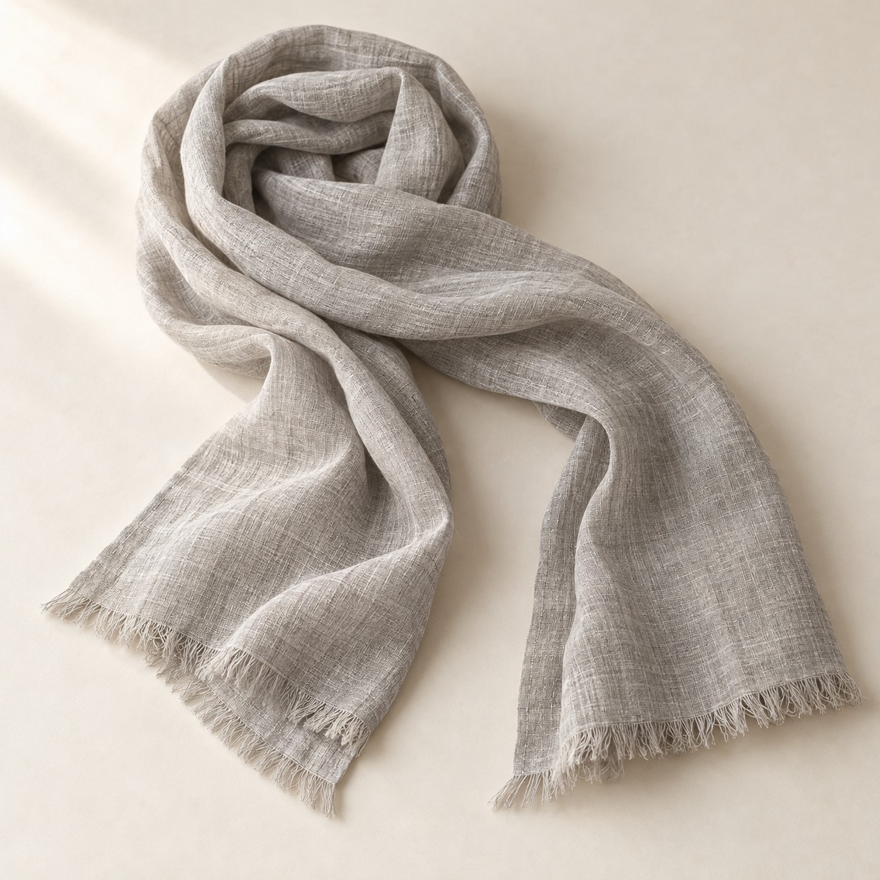 Pale stone gray Ash Linen Scarf